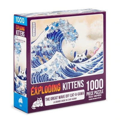 The Great Wave Off Cat-A-Gawa Puzzle 1000pc - 810083040011 - Exploding Kittens - Board Games - The Little Lost Bookshop